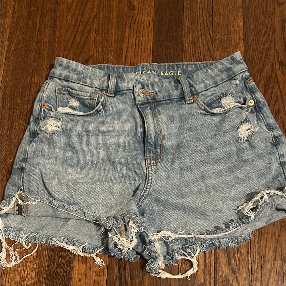 American Eagle Outfitters Light Blue Frayed Jean Shorts